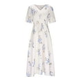 thumbnail image 5 of Youyipin Womens Summer Dresses 2025 Casual Puff Short Sleeve V Neck Floral Boho Tiered Ruffle Maxi Dress Summer Dresses For Women 2025, 5 of 9