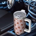thumbnail image 4 of 40 oz Stainless Steel Tumbler Football Travel Cup Vacuum Insulated Handle Flip Straw Lid Leak Proof Gift for Him Her, 4 of 5