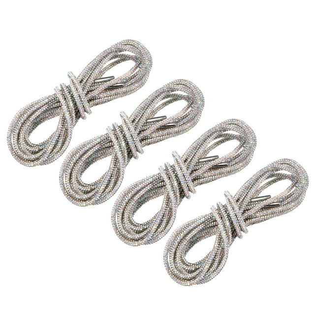 Unique Bargains Glitter Shoelaces, 4pack 55'' Rhinestone Round Shoelaces, Drawstring Cords Replacement for Hoodie(Colorful White)