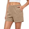 thumbnail image 2 of CFLVAEK Shorts for Women Summer Casual Elastic Waisted Shorts with Pockets Comfy Wide Leg Lounge Workout Shorts Coffee XXL, 2 of 8