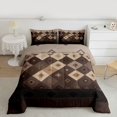 thumbnail image 3 of Homewish Brown Vintage Square Bedding Comforter Set, Boho Aztec Abstract Twin Comforter Sets, Western Old Fashion Reversible Bedding Set, Breathable Home Decor, 2pcs, 3 of 9