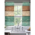thumbnail image 2 of Farmhouse Teal Brown Sheer Curtains 63 Inch Length 2 Panels Set Window Treatments, Vintage Wooden Striped Rod Pocket Semi Curtains for Living Room/Bedroom/Kitchen Décor, 104"W x 63"L, 2 of 7