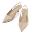 thumbnail image 3 of JENN ARDOR Women's Low Slingback Heels Strap Pump Pointed Toe Comfortable Formal Party Wedding Dress Shoes Nude, 3 of 15