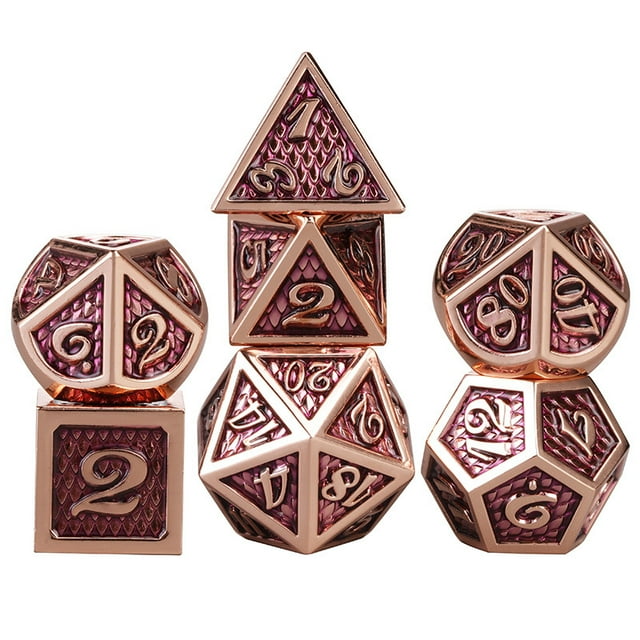 DND Dragon Scale Dice Set of 7 Pcs, Metal D&D Dice Set with Oversized D20 for Tabletop Roleplaying Games, Dungeons and Dragons, DND, D&D