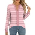 thumbnail image 2 of YueHuiYing Women's Black & White Striped Polka Dot Long Sleeve T-Shirt - Round Neck Loose-Fit Breathable Everyday Versatile Top, 2 of 6