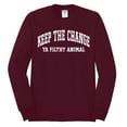thumbnail image 2 of Wild Bobby Vintage Movie Quote Keep The Change Filthy Animal Men Long Sleeve Shirt, Maroon, Small, 2 of 6