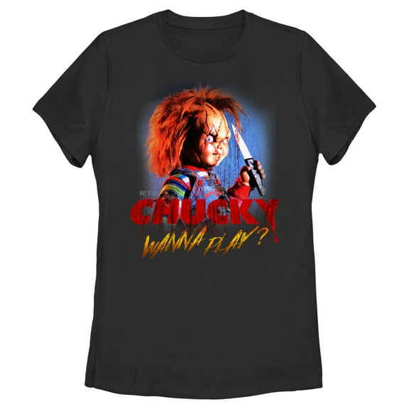 Women's Child's Play Wanna Play Graphic Tee Black Medium