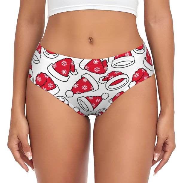 Fotbe Christmas Hat Calzones Estampados para Mujer – Ropa Interior de Algodón, Cómoda, Suave y Elástica-Small