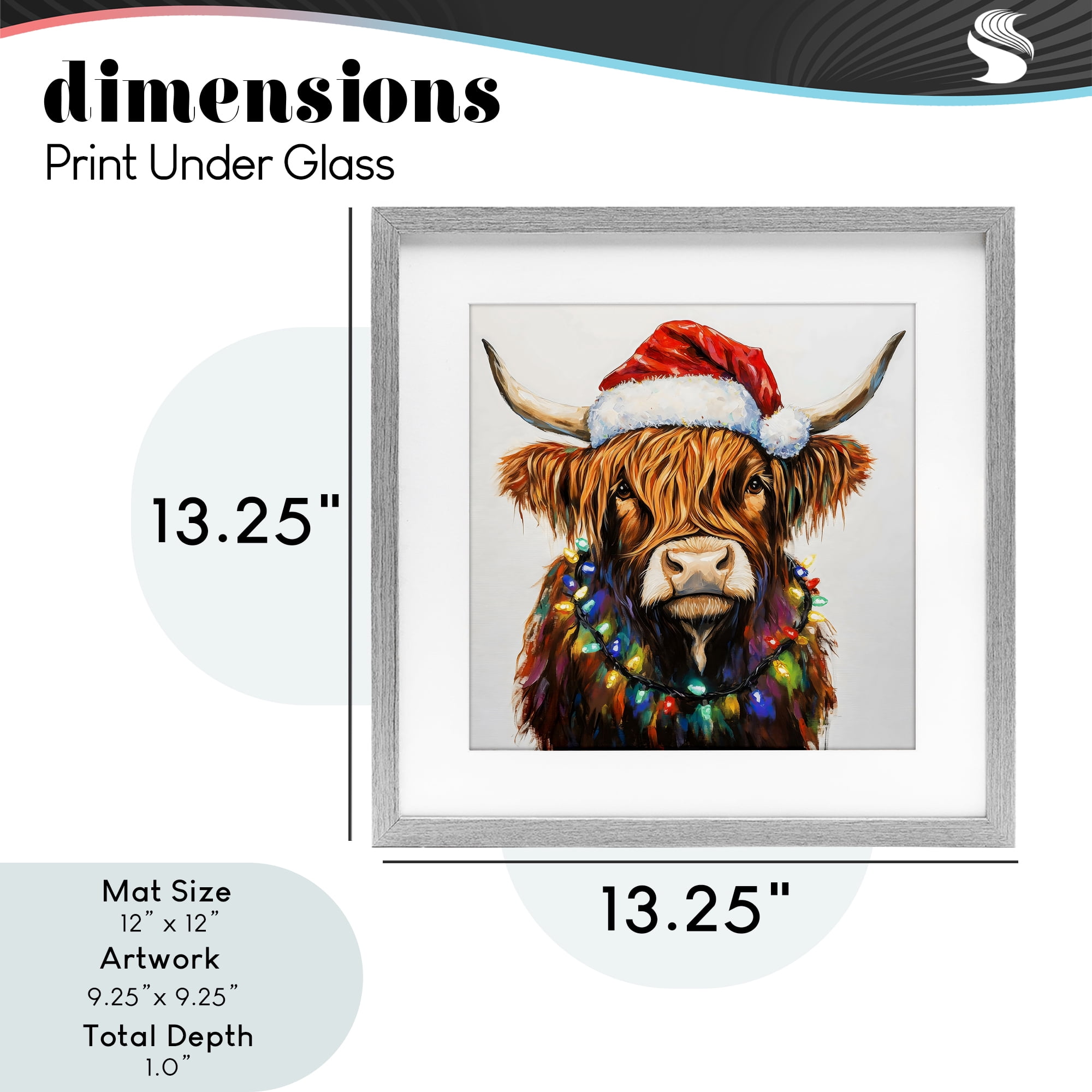Holiday Lights Bedecked Highland Gray Framed Print Under Glass, design by Petal Prints Design
