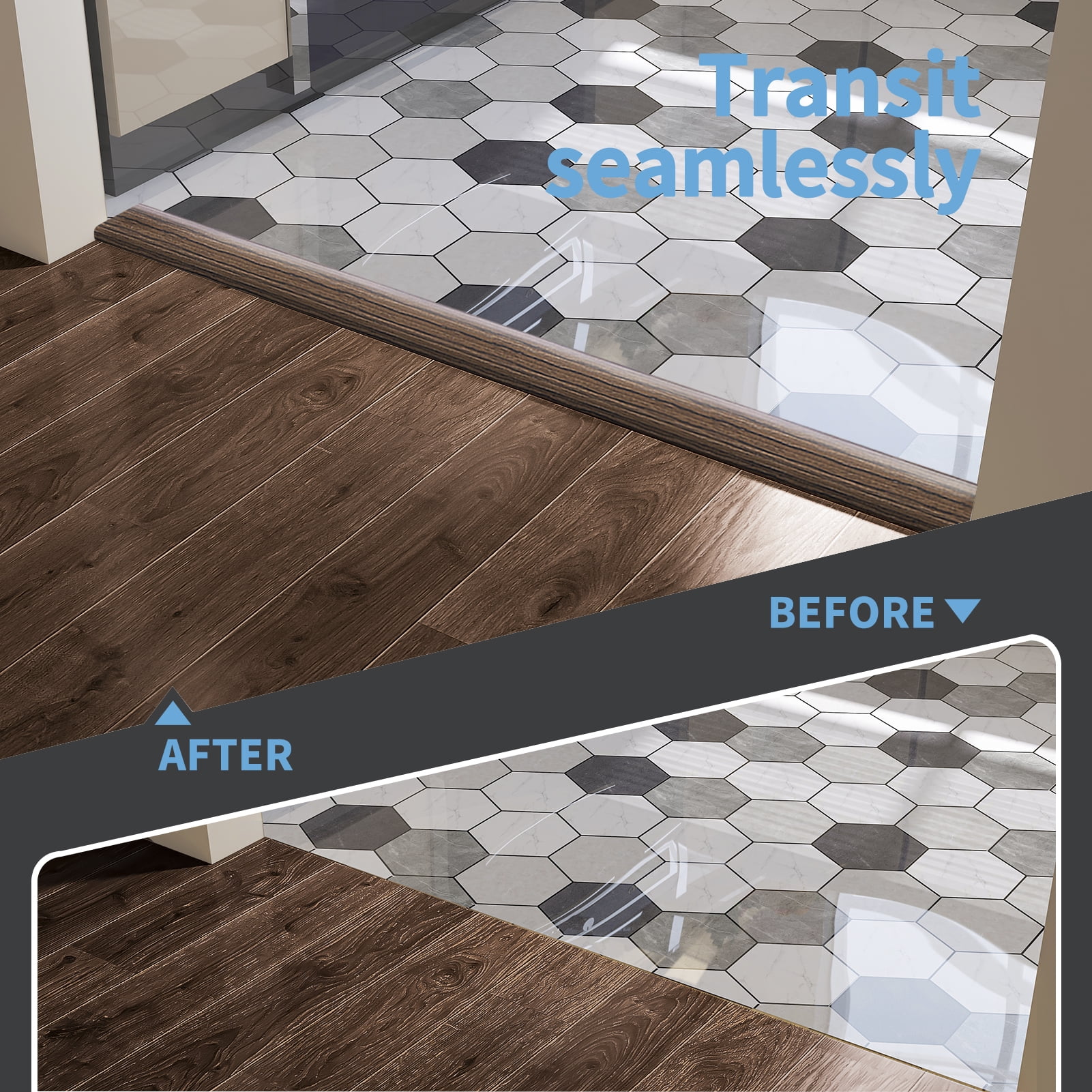 Art3d 10 FT Self Adhesive Vinyl Floor Transition Strip for Joining Floor Gaps,Carpet Threshold Transition，Brown
