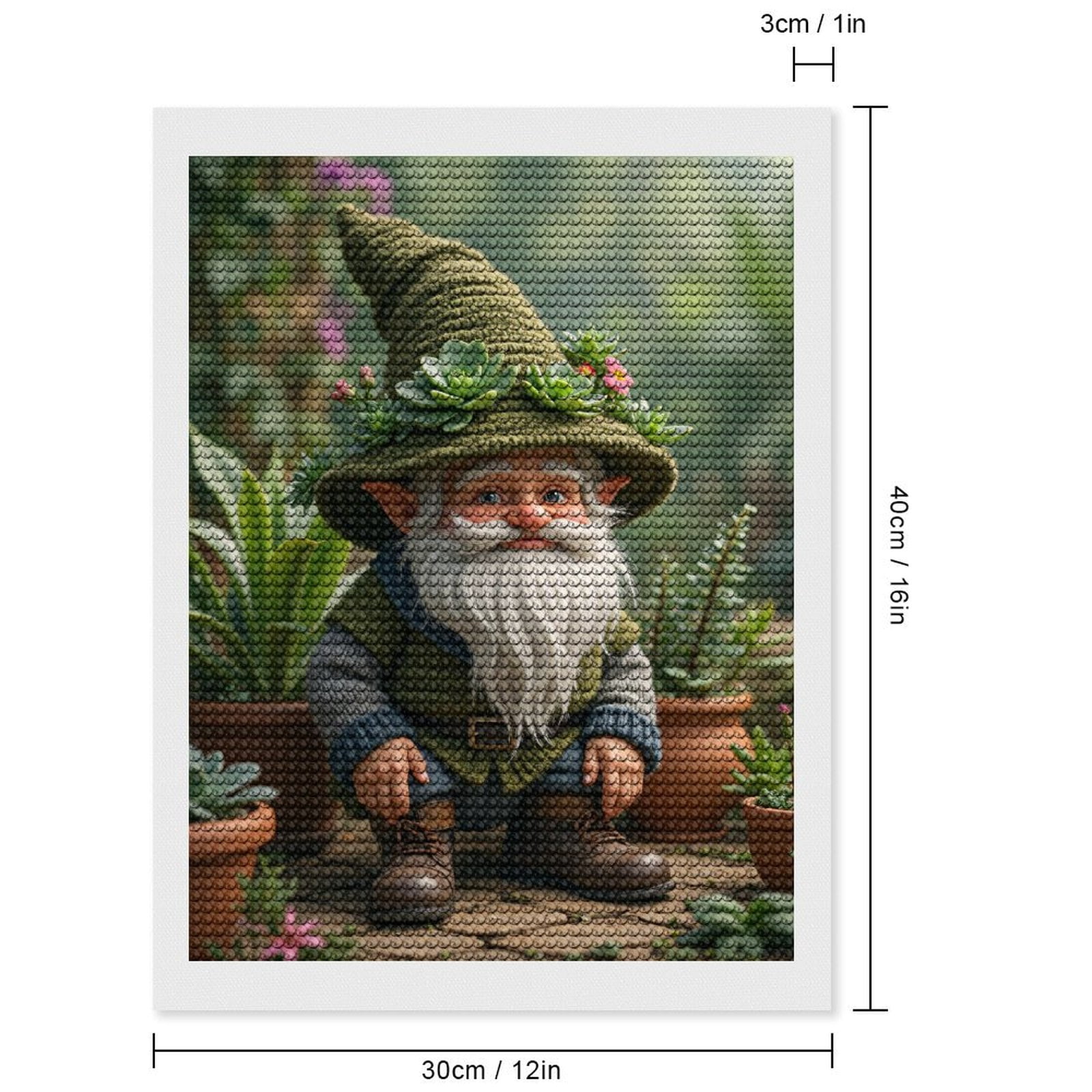 Diamond Art Kits for Adults, Garden Gnome Greenery Charm 5D Diamond Painting Kits for Adults Beginners, DIY Full Drill Diamond Painting, Gem Art and Crafts 12x16