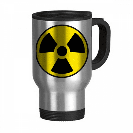 

Yellow Danger Checal Radiation Symbol Travel Mug Flip Lid Stainless Steel Cup Car Tumbler Thermos