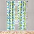 thumbnail image 3 of Ambesonne Floral Curtains, Pastel Whimsical Doodle, Pair of 28"x84", Blue Green White, 3 of 5