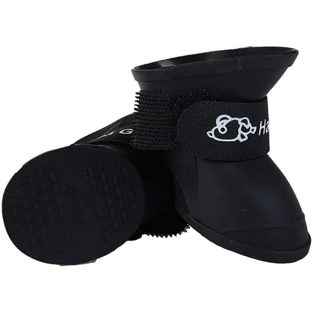 4 Pcs Waterproof Dog Boots Shoes Puppy Non-Slip Rain Shoes Pet Boots for Rain Day Middle and Small Dogs, Dog Shoes for Large Dogs-Black ||L