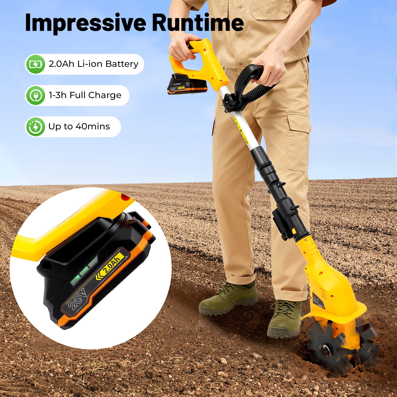 Battery Powered Tilling Machine, Handheld Electric Tilling Machine, Cordless Tilling Machine