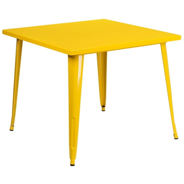 Bowery Hill 35.5" Square Metal Dining Table in Yellow