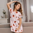 thumbnail image 3 of Susaid Strawberry Pattern Sleep Shirts for Women Short Sleeve Night Shirts for Sleeping Pullover Nightgown Soft Nightdress, 3 of 6