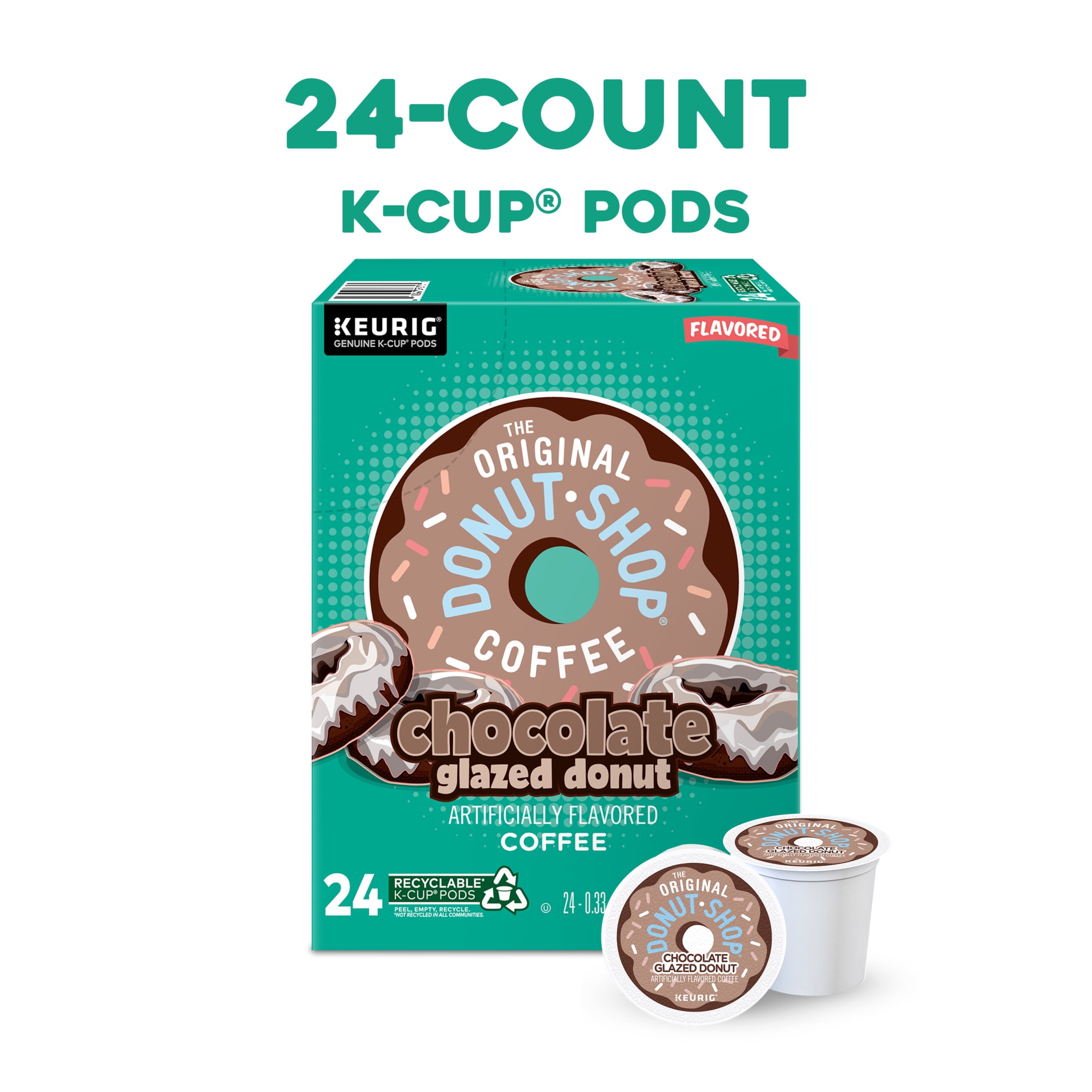 The Original Donut Shop, Chocolate Glazed Donut Medium Roast K-Cup Coffee Pods, 24 Count