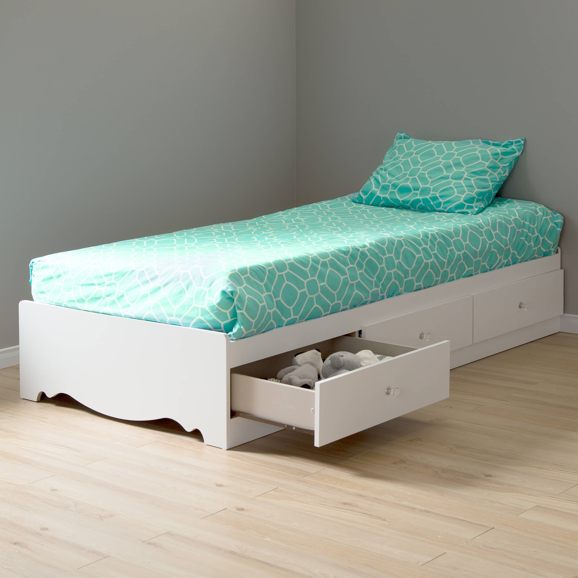 South Shore Crystal 3 Drawer Storage Bed Twin White Walmart