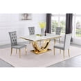 thumbnail image 2 of Pemberly Row Modern Gray/Gold Faux Marble Dining Set (5-Piece), 2 of 3