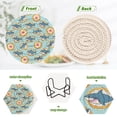 thumbnail image 4 of Haosy Set of 6 Drink Woven Coaster with Holder Heat Resistant Non-Slip Bar Coasters 4 Inches Cartoon Shark and Cracker, 4 of 7