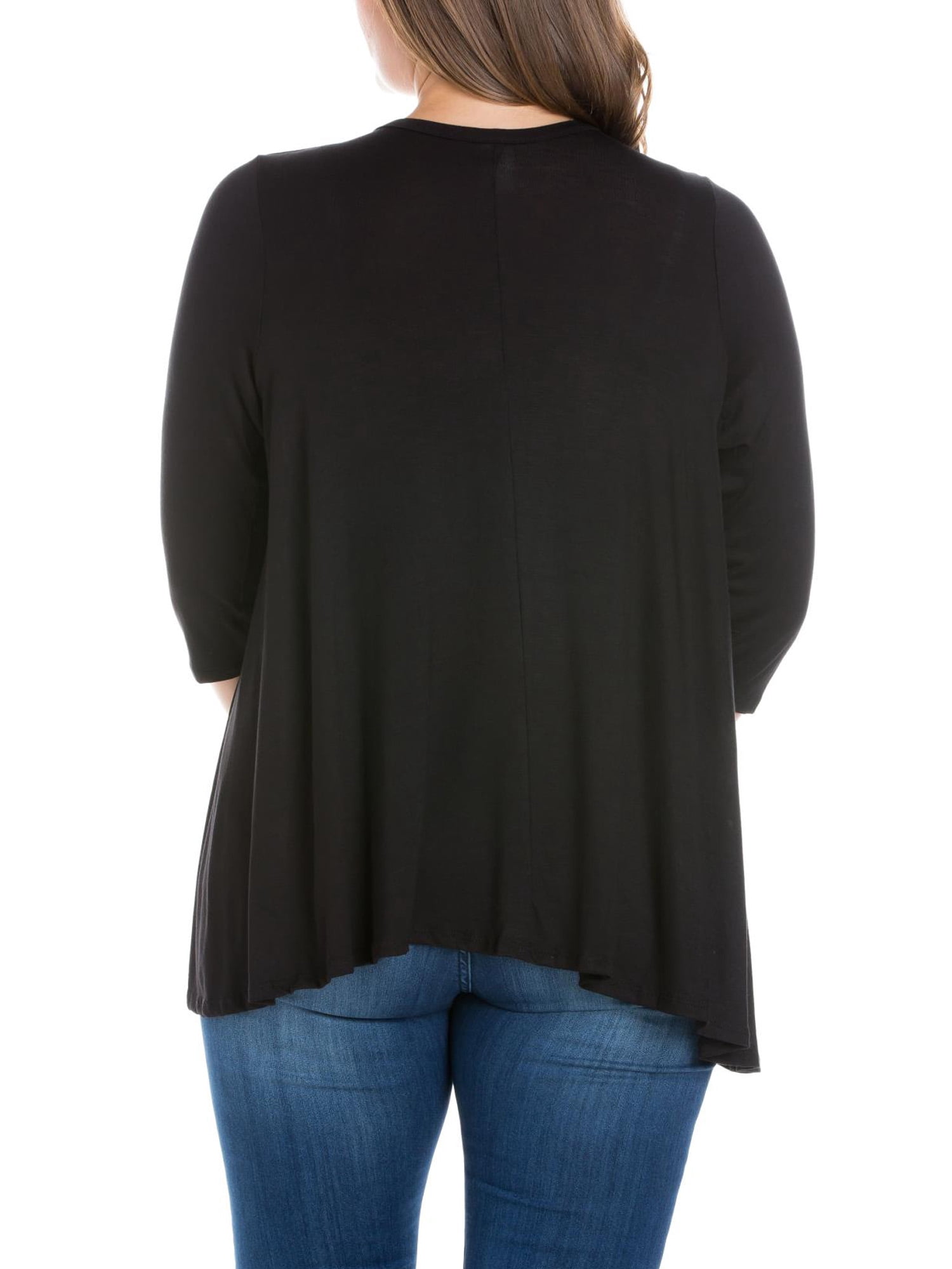 24/7 Comfort Apparel Women's Plus Size Elbow Length Sleeve Open Cardigan