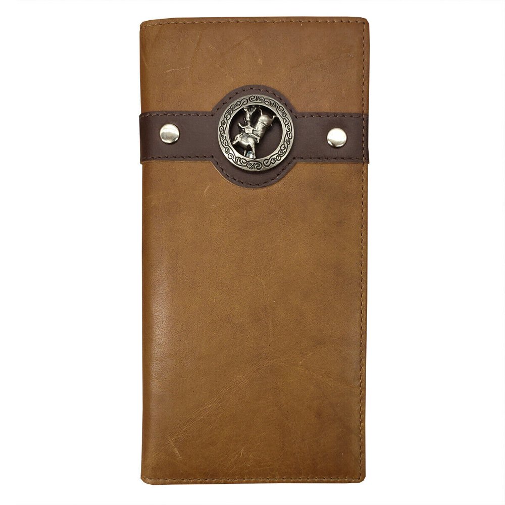Mens Western Cowboy Wallet Genuine Leather RFID Long Bifold Wallet