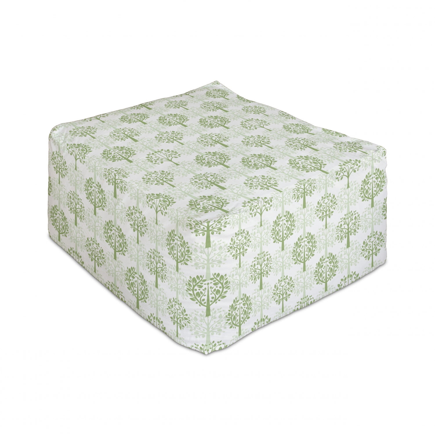 Nature Rectangle Pouf, Monochrome Garden Image of Rhythmic Trees and