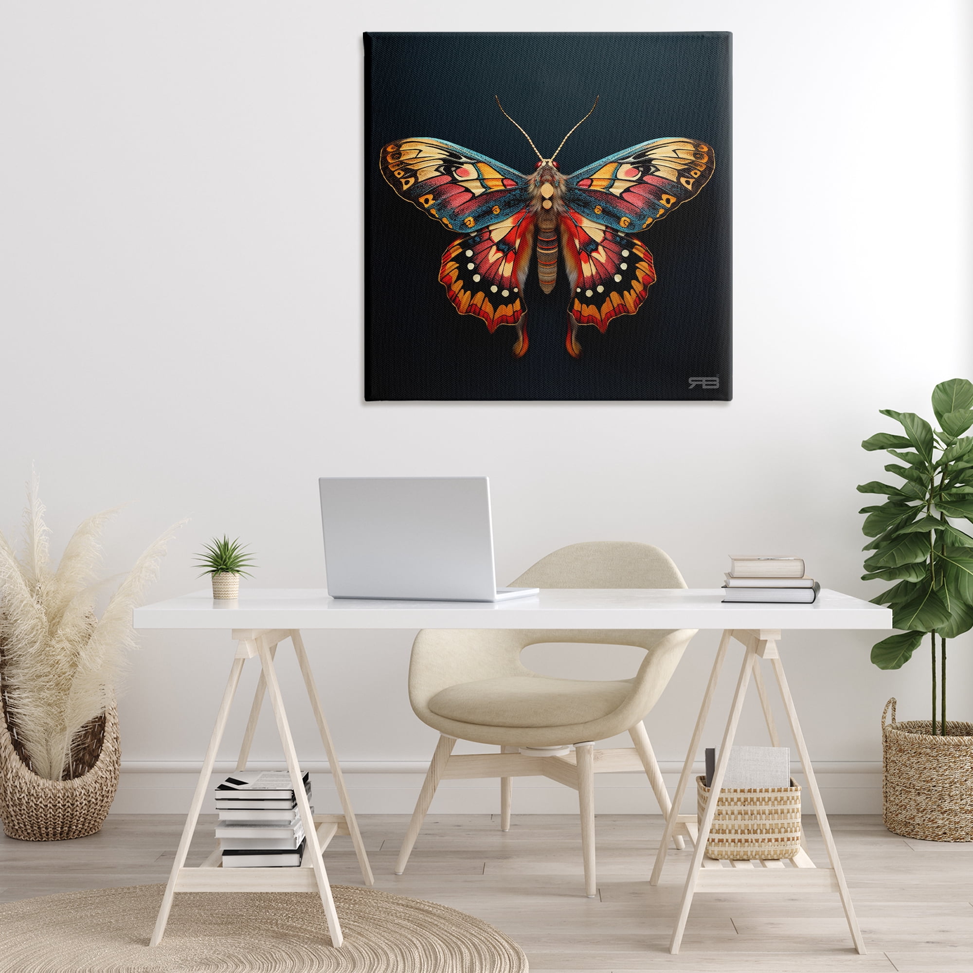 Stupell Industries Vivid Patterned Moth Animals & Insects Painting Gallery Wrapped Canvas Art Print Wall Art, 36 x 36