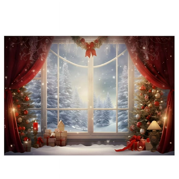 210x150cm Christmas Background Cloth Christmas Window Children Photo Studio Photo Photography Backdrops,B