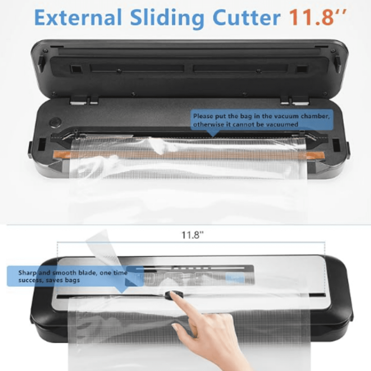 Vacuum Sealer Machine with Starter Kit, Automatic PowerVac Air Sealing Machine for Food Preservation, Dry & Moist Sealing Modes,Built-in Cutter,Easy Cleaning Storage