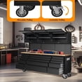 thumbnail image 3 of EastVita 72 Inch Rolling Tool Cabinet Garage Workbench with 15 Drawers and Wheels 3 Upper Cabinets Pegboard for Garage Workshop Black, 3 of 7