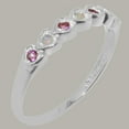thumbnail image 2 of LBG British Made 18k White Gold Natural Opal & Pink Tourmaline Womens Eternity Ring - 33 size options - Size 7, 2 of 9