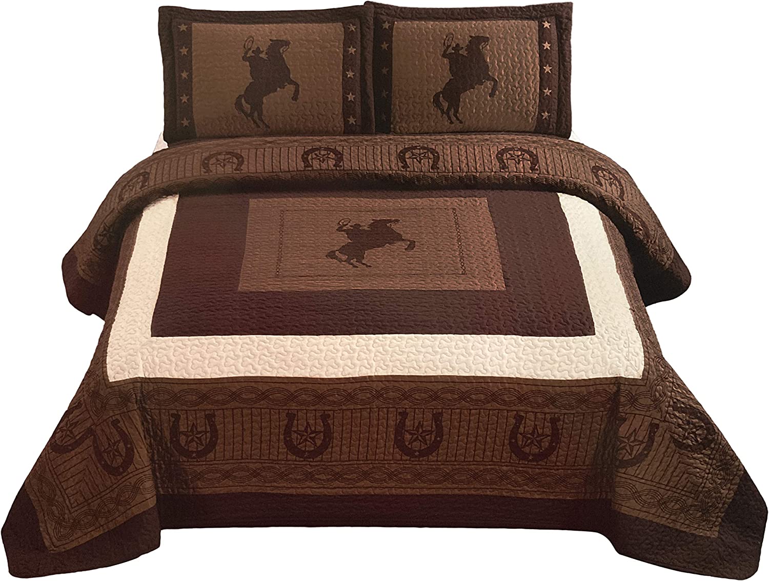 New Western And Horses Cowboy Luxury Home Quilt Bedspread Oversize