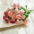 thumbnail image 2 of 5 Branches 10 Heads Artificial Carnation Silk Flowers Bouquets Fake Floral Decoration for Home Wedding Office Table, 2 of 5