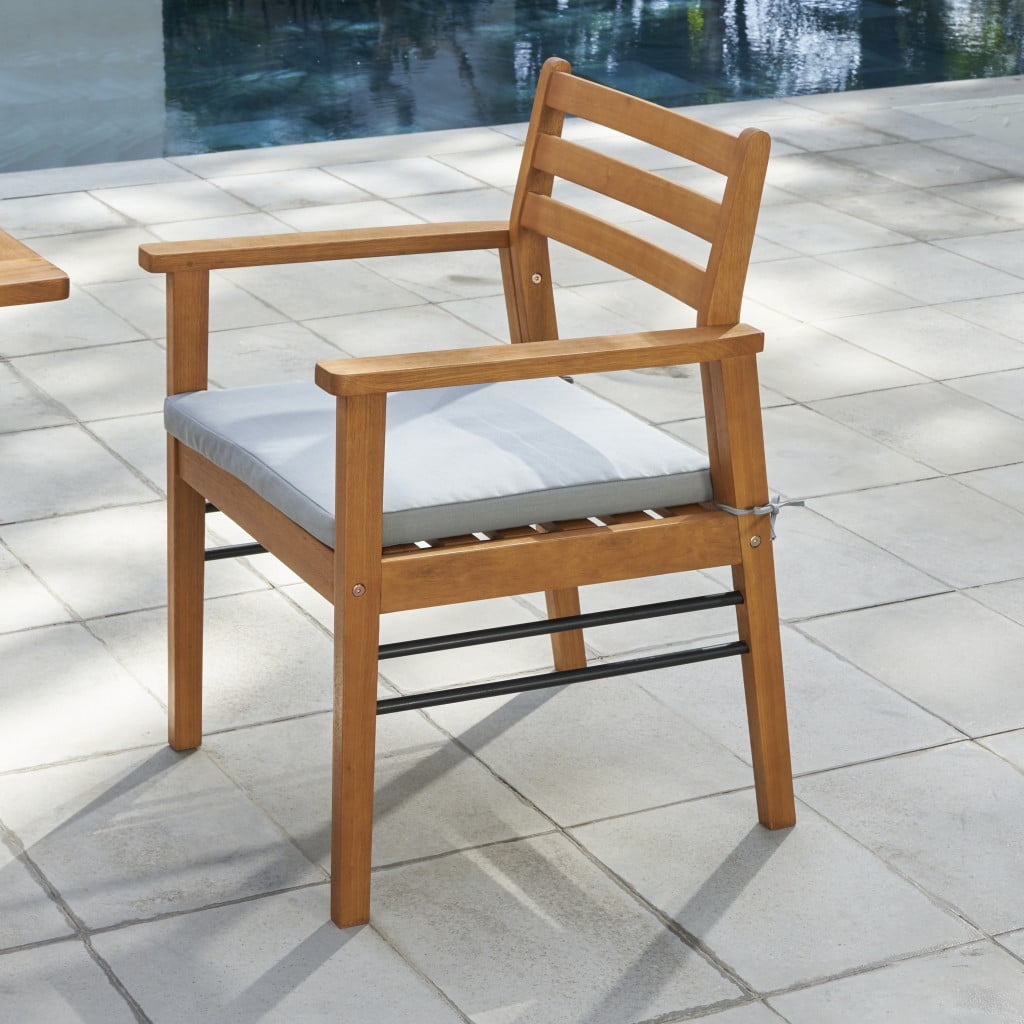 homeroots outdoor 389991 Light Wood Dining Chair with Metal Supports
