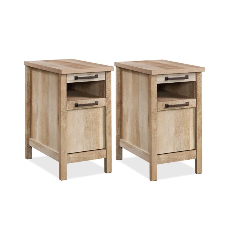 Home Sqaure Set of 2 End Table/ Side Table with PullOut Shelf and One