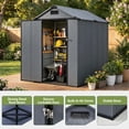 thumbnail image 3 of BaPiPro 6'x4' Resin Storage Shed, Heavy Duty Plastic Outdoor Shed with Floor, Metal Frame, Lockable Door, Weatherproof for Backyard, Garden, Patio, Gray, 3 of 8