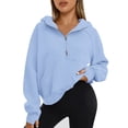 thumbnail image 5 of BDPORKAS Womens Oversized Half Zip Pullover Sweatshirts for Women Fleece Long Sleeve Cropped Hoodie Y2k Fall Fashion Clothes, 5 of 7