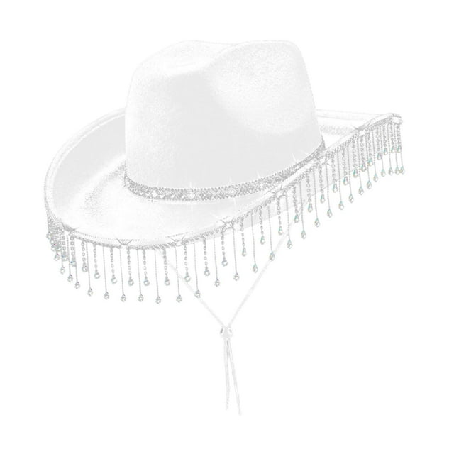 serony Chapeau de Cowboy pour Femmes Adultes Décontracté avec Protection Solaire Chapeau de Protection Réglable Blanc 40x33x14cm