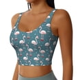 thumbnail image 2 of Fotbe Elegant Flamingo Sujetador Deportivo Largo sin Aros para Mujer con Almohadillas y Soporte Medio, Transpirable y Absorbente, Camiseta Tipo Chaleco o Tank Top-Medium, 2 of 8