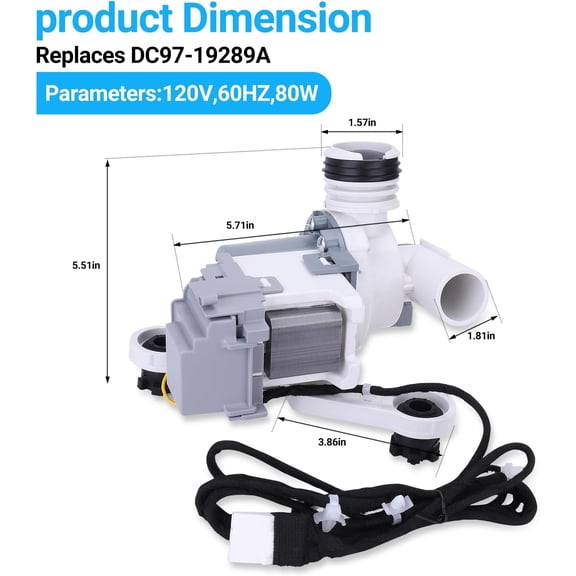 DC97-19289F Washer Drain Pump Assembly for  Washing Machines