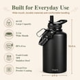 thumbnail image 6 of TINANA 64 oz Half Gallon Insulated Water Bottle with 3 Lids, Stainless Steel Wide Mouth Jug with Paracord Handle, Black, 6 of 6