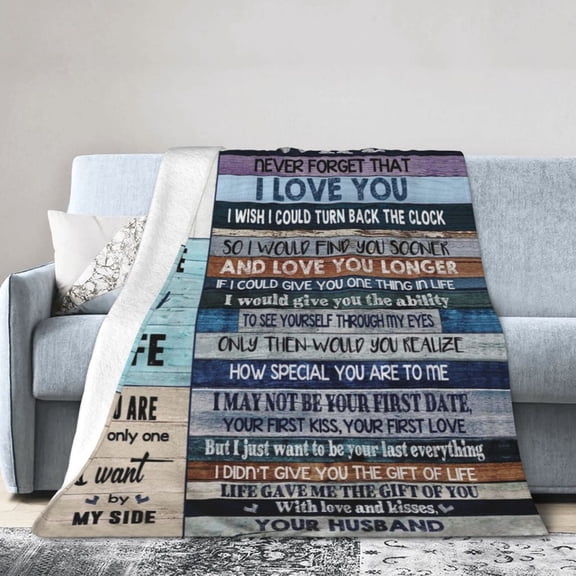 LHSHID To My Wife Throw Blanket Soft Fuzzy Fleece Blanket For Couch Bed Living Room Decoration 30x40in