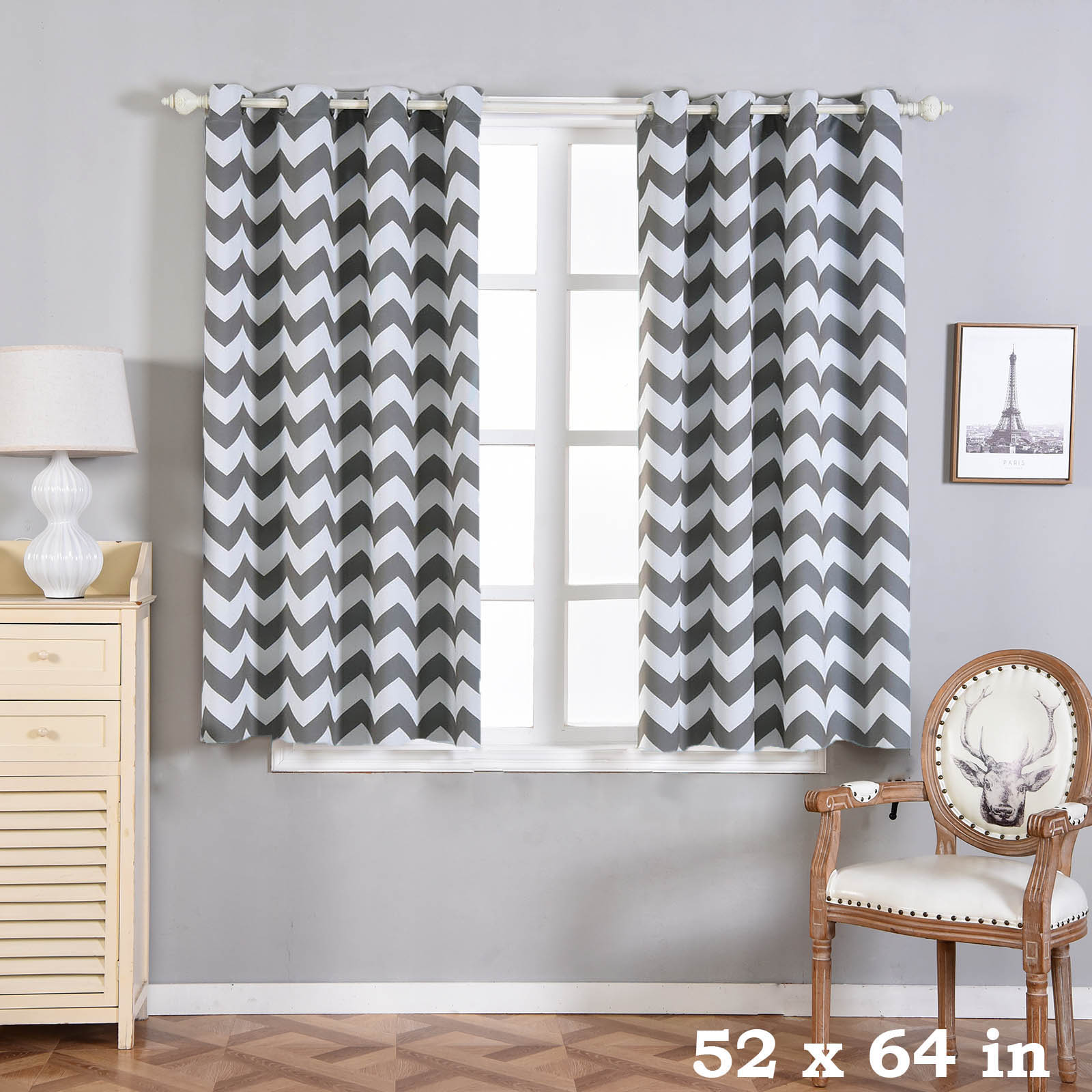 Balsacircle 52 X 64 Inch Chevron Curtains Drapes Panels With