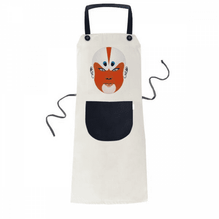 

Peking Opera Head Colorful Qunyinghui Apron Adjustable Bib Cotton Linen BBQ Kitchen Pocket Pinafore