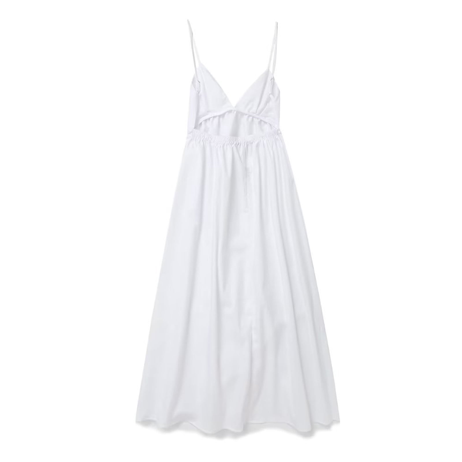 LVHAOGJOB Trendy Dress for Women Sleeveless Spaghetti Strap Summer Dress Maxi Backless Beach Ladies Sundress Solid