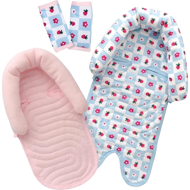 Deluxe Duo - Soporte para la cabeza del asiento de coche + ndas de correa a juego para bebé y bebé, pchwork Berry