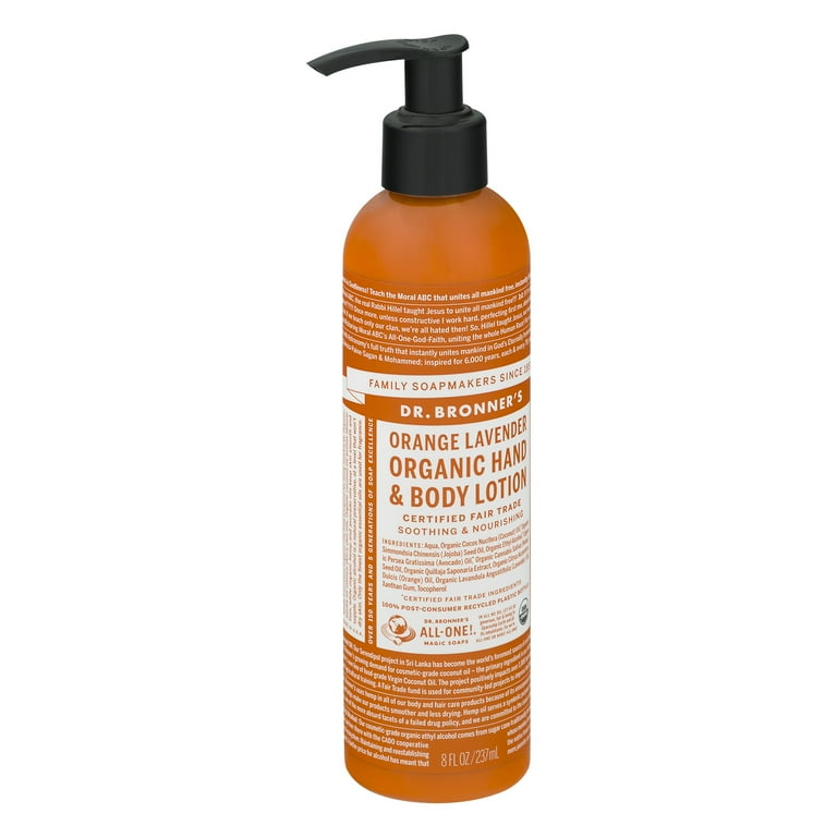 Dr. Bronner's Organic Hand and Body Lotion, Orange Lavender, 8 oz