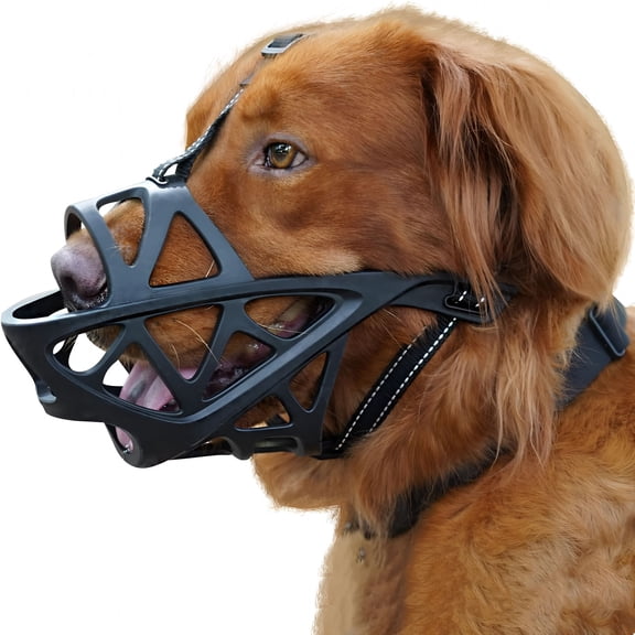 GASTROPOD Soft Dog Muzzle for Medium Large Dogs, Breathable Basket Mouth Guard for Biting & Chewing, Allows Drinking & Eating